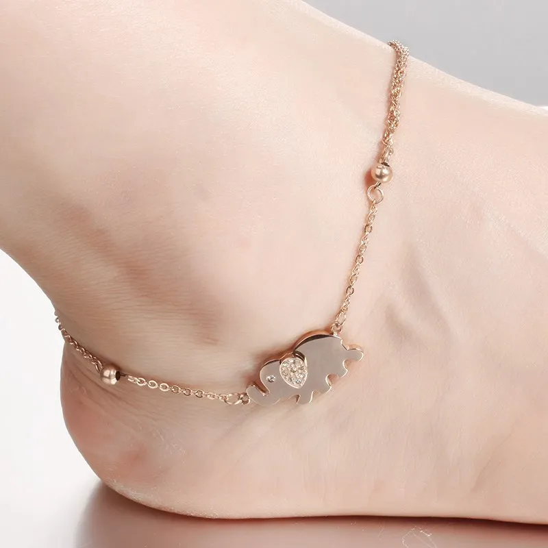 

Best Friend Baby Elephant Customizable Anklet Plated Furnace Diamond Set Goddess Foot Chain Gift Lettering GIRL'S Women's Auspic