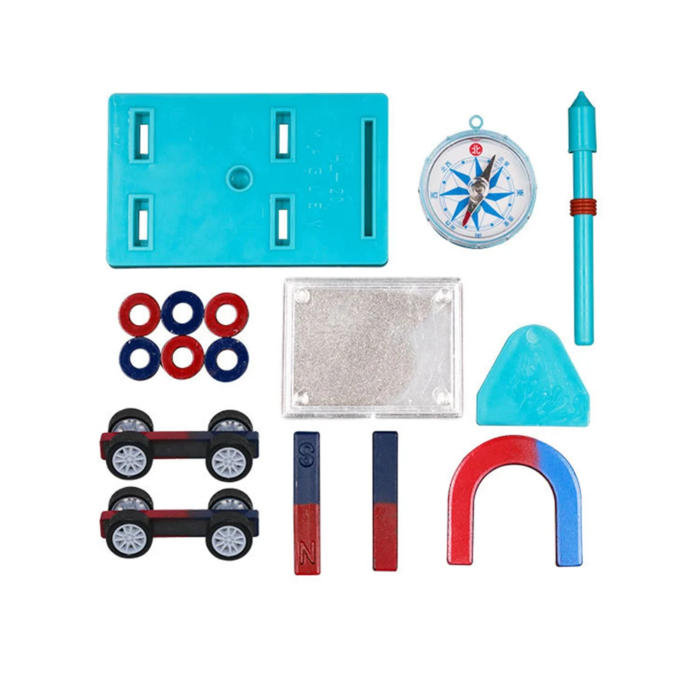 Children Science Bar Ring Horseshoe Compass Magnet Car Kit Experiment Tools Educational Kits for Childre Teaching Resource Tools
