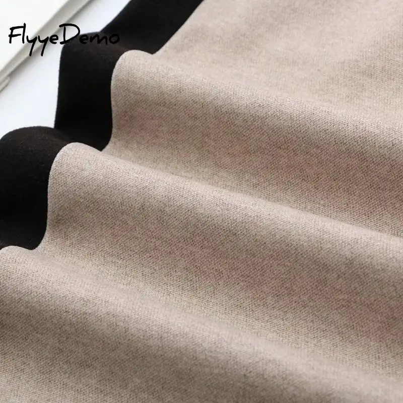 5XL Осенние новые женские эластичные шерстяные брюки женские большие размеры повседневные брюки черные бежевые шаровары зимние длинные шерстяные брюки