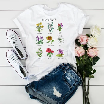 

Women Clothing Print Fashion Flower Clothes Floral Ladies Womens T-Shirt Graphic Tops Clothes Female Tumblr T Shirt T-shirts