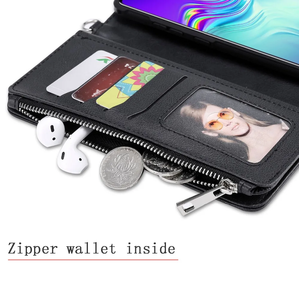 Флип кожаный чехол для samsung Galaxy S10E S10 5G Plus чехол на магните для телефона Galaxy S8 S9 Plus Съемная сумка для карт кошелек на молнии