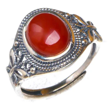 

Natural Nanjiang Red Agate Opening Butterfly Handmade 925 Sterling Silver Ring 7.75 D1080
