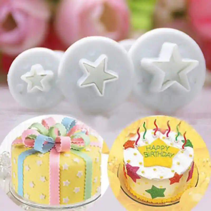 3pcs Set Christmas Cake Mould Star Cake Decorating Tools Cupcake