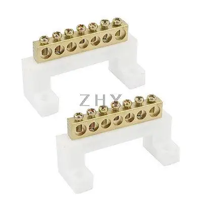 

2 Pcs Electric Cable Connector 7 Positions Screw Barrier Terminal Block 400V 20A