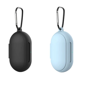

2 Pcs Silicone Protective Case for Samsung Galaxy Buds 2019 Earphone Flip-Open Case Shockproof Cases, Black & Sky Blue