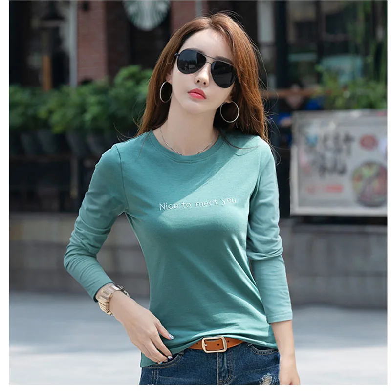 

GGRIGHT Spring Autumn 2021 New Harajuku Embroidery T Shirt O-Neck Punk Letter TShirt Casual Long Sleeve Streetwear Women Top