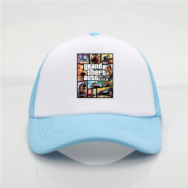 НОВАЯ шапка Grand Theft Auto V 5 GTA 5 бейсболки Горячая игра GTA 5 вентиляторы Кепка крутая летняя кепка в стиле хип-хоп кепка-бейсболка - Цвет: Небесно-голубой