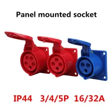 

IP44 Waterproof Electrical Industrial Sockets 3/4/5 Pin Female 16/32A Surface Panel mounted Socket 220V 380V