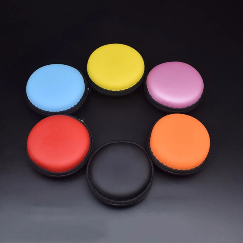 

Portable Storage Case Zippered Bag Box Pouch Organizer for USB Cable TF SD Card Round Shape Multicolor