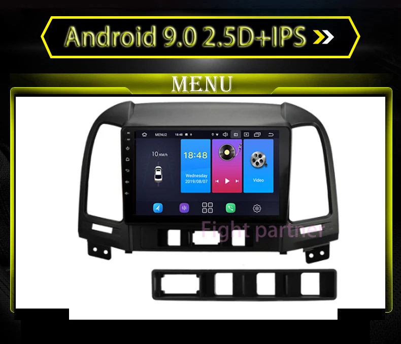 Автомагнитола 2 din на android 9 0 мультимедийный плеер дюймов для Hyundai Santa Fe 2005 2012 dvd gps
