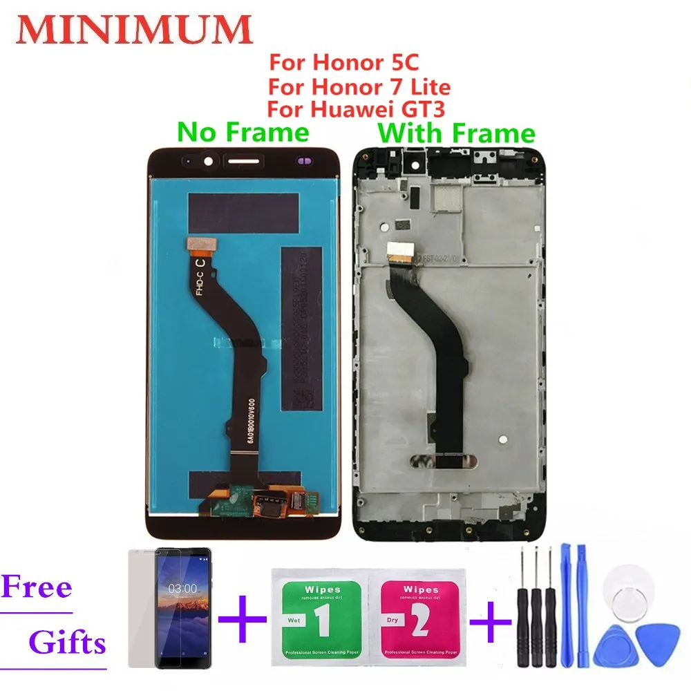

For Huawei Honor 5C / 7 Lite / 7Lite NEM-L21 NEM-L51 5.2" LCD Display Touch Screen Digitizer Assembly With Frame For Huawei GT3