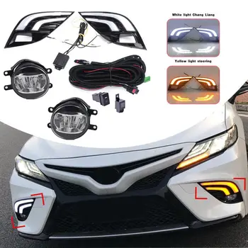 

2Pcs New LED DRL Car Turn Signal Lamp Fog Light Wiring Kit Refit For Toyota Camry SE XSE 2018 LED Trunk Strip Car Light Assembly