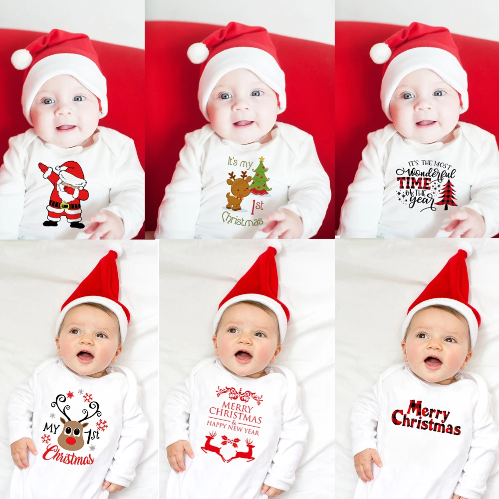 My First Christmas Letter Print Romper Jumpsuit Infant Newborn Baby Girls  Boys Long Sleeve Outfit Christmas Clothes - Rompers - AliExpress