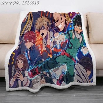 

Throw blanket My Hero Academia Anime 3D Velvet Plush Blanket Bedspread For Kids Girls Sherpa Blanket Couch Quilt Cover Travel 05