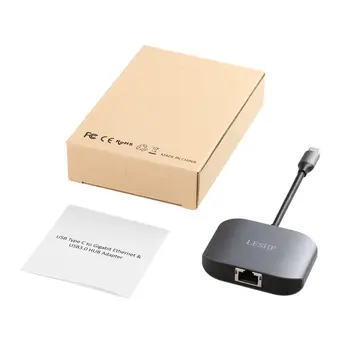 

Type C USB-C to Gigabit Ethernet & USB 3.0 HUB Convertor Cable Adapter RJ45 10/100/1000 Mbps LAN Network Port Type-C Device