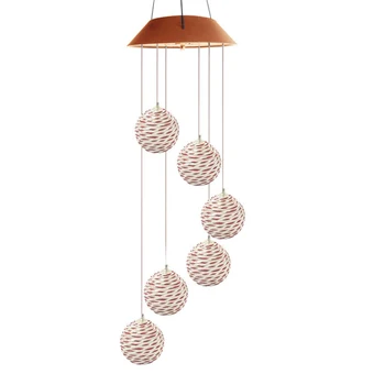 

Lamp Rattan Ball Hanging Plastic Color Changing Led Energy Saving Home Wind Chime Light Solar Powered Outdoor Garden Waterproof