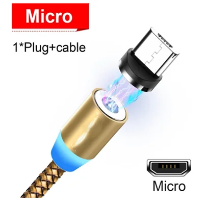 Магнитный зарядный кабель для быстрой зарядки Micro USB кабель для UMIDIGI A5 Pro, A3, A3 Pro, C Note 2 для Vernee M7 X2 M6 M3, T3 Pro, M5 - Цвет: 052Gold For Micro