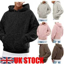 Британский мужской модный теплый Пушистый пуловер с капюшоном, флисовая толстовка, повседневное однотонное пальто с капюшоном, джемпер на осень и зиму