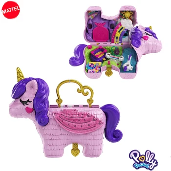 

Original Mattel Polly Pocket Surprise Unicorn Birthday Party Girls Sweet Dolls Handpack Treasure Box Kids Accessories Toys Gift