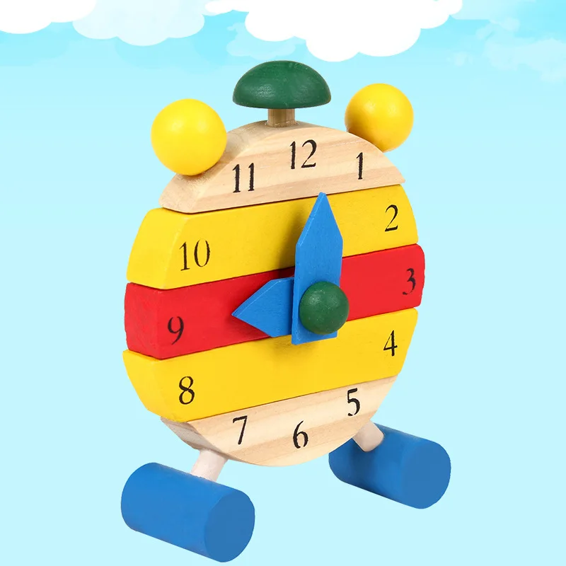 Mini Puzzle Clock Montessori Wooden Toys Child Digital Learning Education SS3 