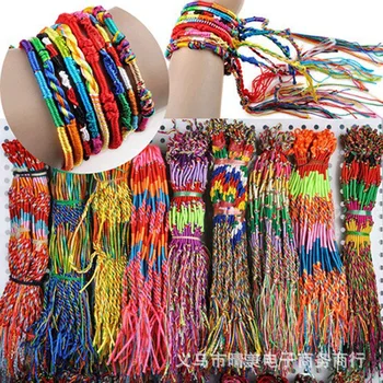 

12 X Handmade Brazilian Woven Handmade Cotton Thread String Friendship Bracelets