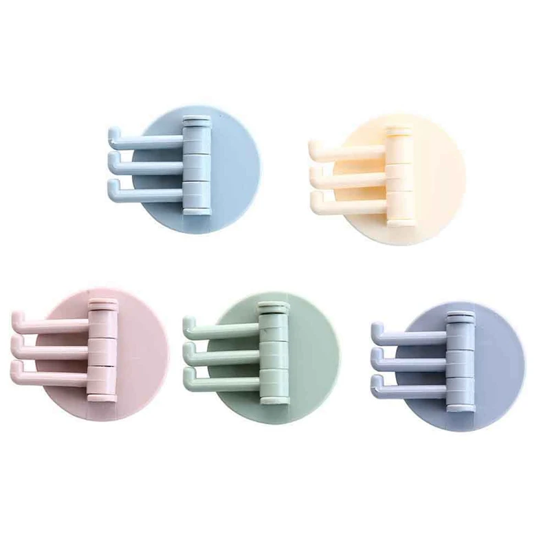 1PCS Multi-functional Rotating Hook Kitchen Bathroom Wall Storage Strong Viscose Towel Rack Hole Punched Seemless Adhesive Hook
