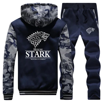 

Men Sportswear 2Pcs Suits Game Of Thrones man Tracksuit Fashion All Cotton Thick hoodie+Pants sweatsgirt Suit causual Clothing