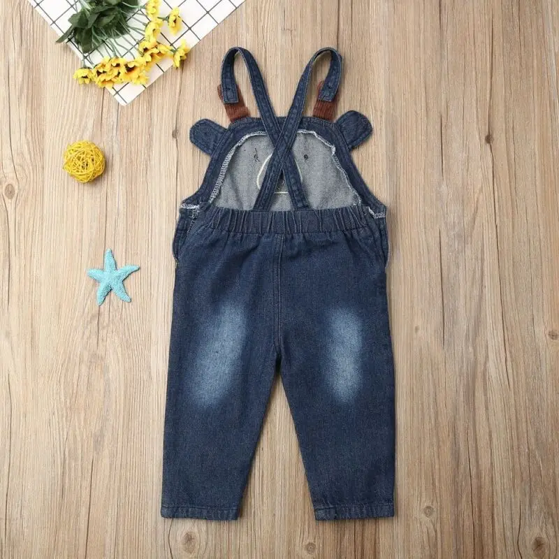 Emmababy, модная детская одежда с рисунком медведя для маленьких мальчиков и девочек комбинезоны Romepr джинсовый комбинезон