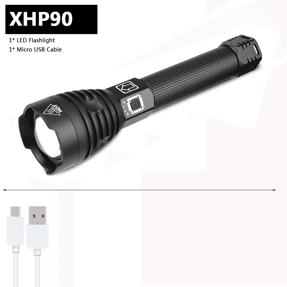 Yunmai XHP90 светодиодный светильник, мощный фонарь с зумом, usb, ярче, чем xhp70.2, походный уличный светильник, перезаряжаемый аккумулятор 18650/26650 - Испускаемый цвет: Package A