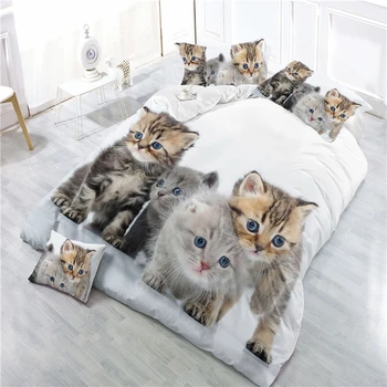 

Fashion Digital Printing Bedding Set Children Bed Linen Set 3D Pet Cat Dog Bedclothes Bed Duvet Cover Set CN Twin for Adults Bed