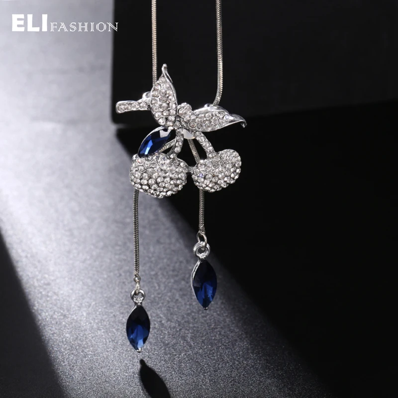 Цепочка с подвеской в виде вишни серебристого цвета | Украшения и аксессуары