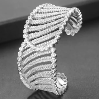 

GODKI 2020 Trendy Luxury Geometry Bold Bangle Cuff For Women Wedding Full Cubic Zircon Dubai Bracelet Party Jewel