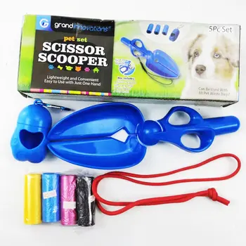 

Portable Pet Poop Scissor Scooper Toilet Waste Bags Pet Dog Poop Bag Holder Cleaning Tools Set pet poop bag dispenser Outdoor