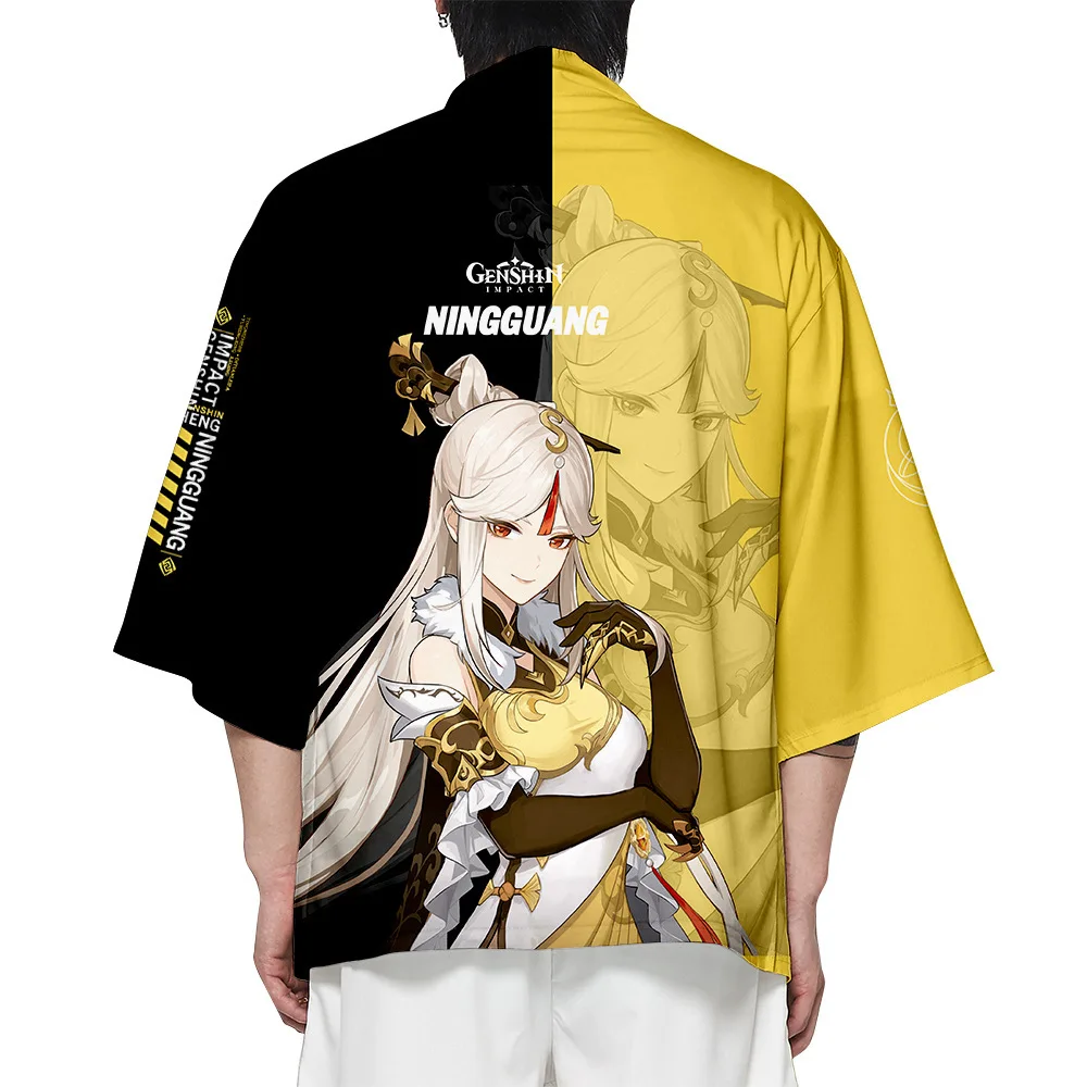 

2021 Hot Sale Genshin Impact Kimono Zhongli Yukata Men Women Cardigan Blouse Haori Obi Asian Harajuku Japanese Kimono Clothes