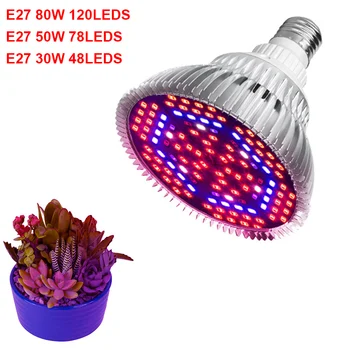

E27 LED Grow Light Full Spectrum 30W 50W 80W LED Grow Lamp Plant Light 110V 220V Indoor Grow Hydroponics Flower Plants bulbs