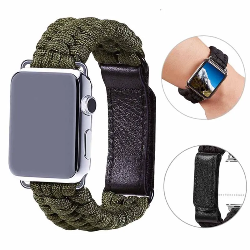 Тканый нейлоновый ремешок часы для спорта и свободные полоски для Apple watch Series 4/3/2/1 Классический ремень 38 мм 40 мм 42 44 мм текстильный ремешок