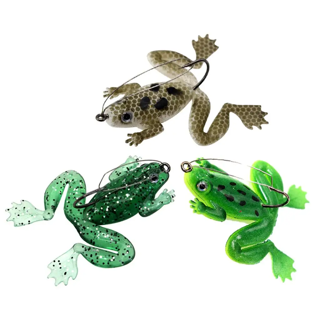 3Pcs 6cm Fishing Lure Artificial Silicone Bait Frog with Hook Soft Lures fishing tackle | Спорт и развлечения