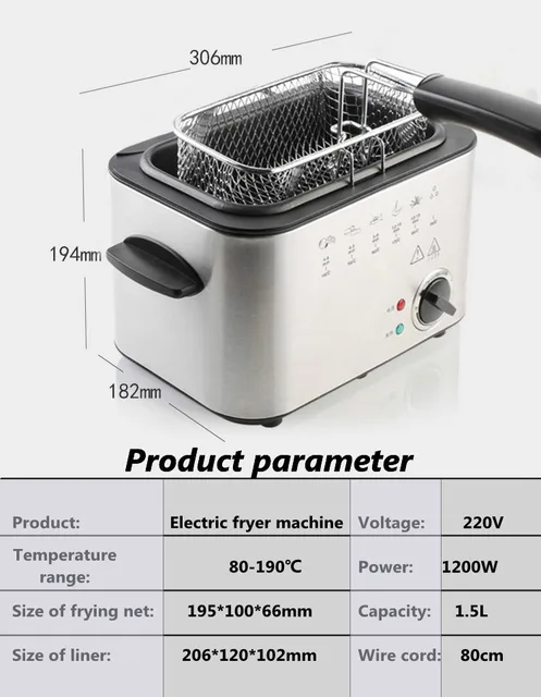 Freidora eléctrica de 1,2 L para el hogar, Mini alas de pollo rectangulares  multifunción, temperatura constante no inflamable, pequeña - AliExpress