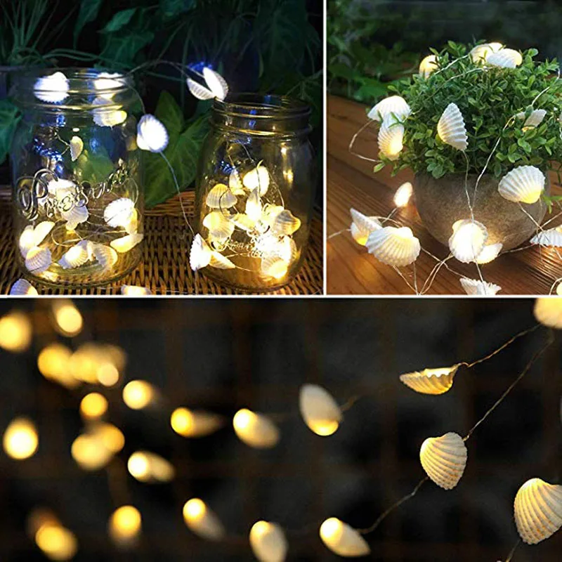 US $68.09 Free Shipping1pcslotShell Solar LED Light String Natural Shell Beach Wedding Christmas Decor Handmade Craft Party Supplies