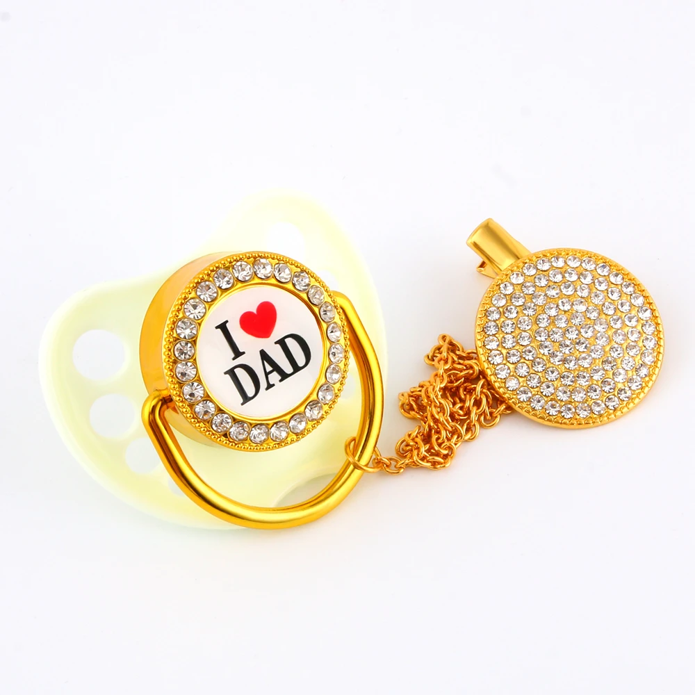 Chupeta e Chupeta Registro do Bebê Chá de Fraldas Luxo Bebê Bling Clipe Presente Chupeta Brilho Recém-nascido Unisex eu Amo Pai Mãe 13 chupeta e chupeta clipe registro do bebê