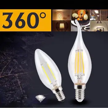 

HiMISS 1pc 6W 220V E14 Retro Style Edison Candle Light Bulb Decorative Walm Light Lamp for Home Kitchen Hotel Resturant