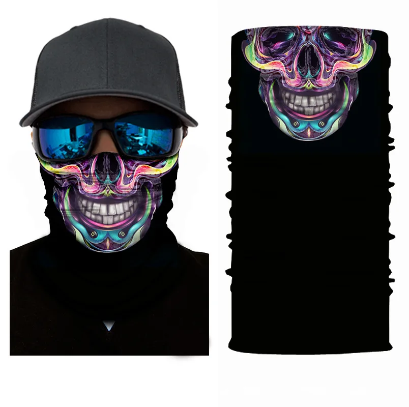 Высокие эластичные 3D бесшовная бандана для велосипедистов Skull, Для мужчин Для женщин Головные уборы буфами маска для лица головной платок Пеший туризм, магические банданы, Балаклава - Цвет: M17