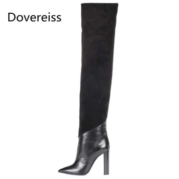

Dovereiss Fashion Women's Shoes Winter Pointed Toe Chunky Heels Sexy Over the knee boots Elegant Ladies Boots Elegant 34-45