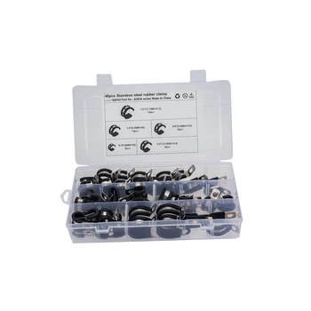 

[Combination]for Automobile Pipeline 48Pcs 5 Specifications Stainless Steel Rubber Band Clamps