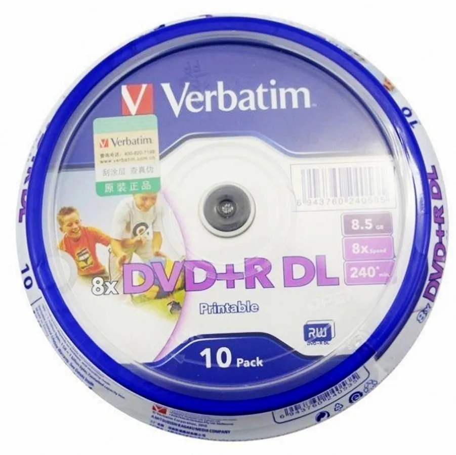 Double Yi 10 шт. для Verbatim пустых DVD с поверхностью подходящей печати + R DL 8X двухслойные