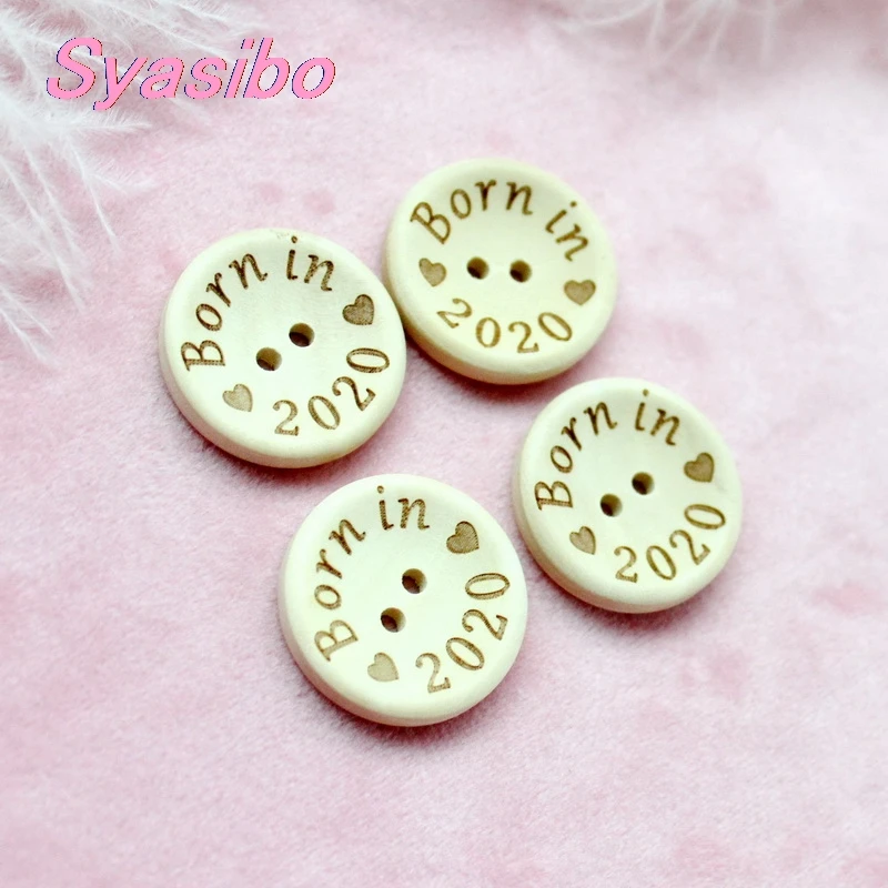 15 мм/20 мм/25 мм натуральный деревянный button' Рожденный в 2020 'Швейные Кнопки