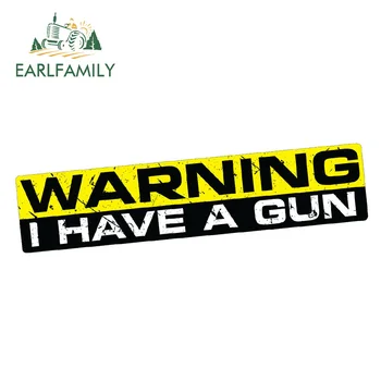 

EARLFAMILY 15cm x 3cm WARNING GUN Car Sticker Decal JDM Bumper Bike Window SPEED 4x4 LAPTOP DRIFT Car Styling Graphics