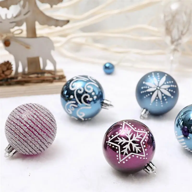 24 шт Рождественские декоративные шары, небьющиеся пластиковые рождественские подвесные шары, вечерние шары для украшения дома, Синий Фиолетовый, 6 см