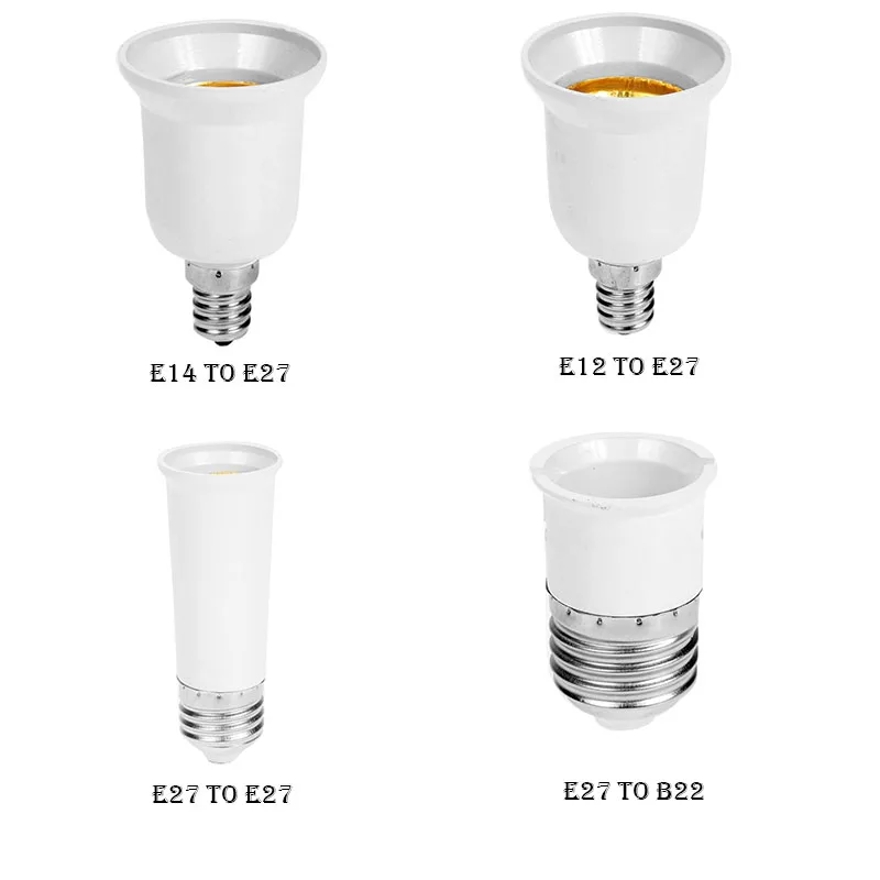 5Pcs Light Bulb Socket Adaptor Base Converter Extender Lamp Holder E27 to B22
