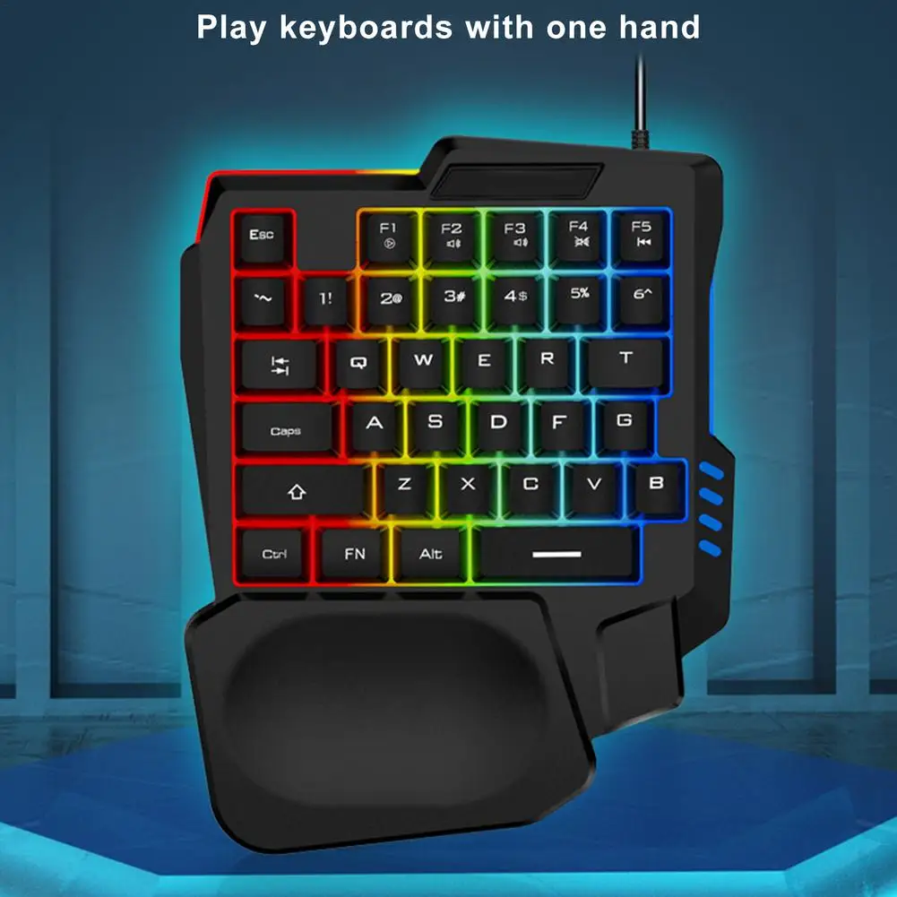 Single Hand One-Handed Gaming Keyboard 35 Keys RGB Backlit Portable Mini Keypad Mouse Set For PC PS4 Xbox Gamer Win | Электроника